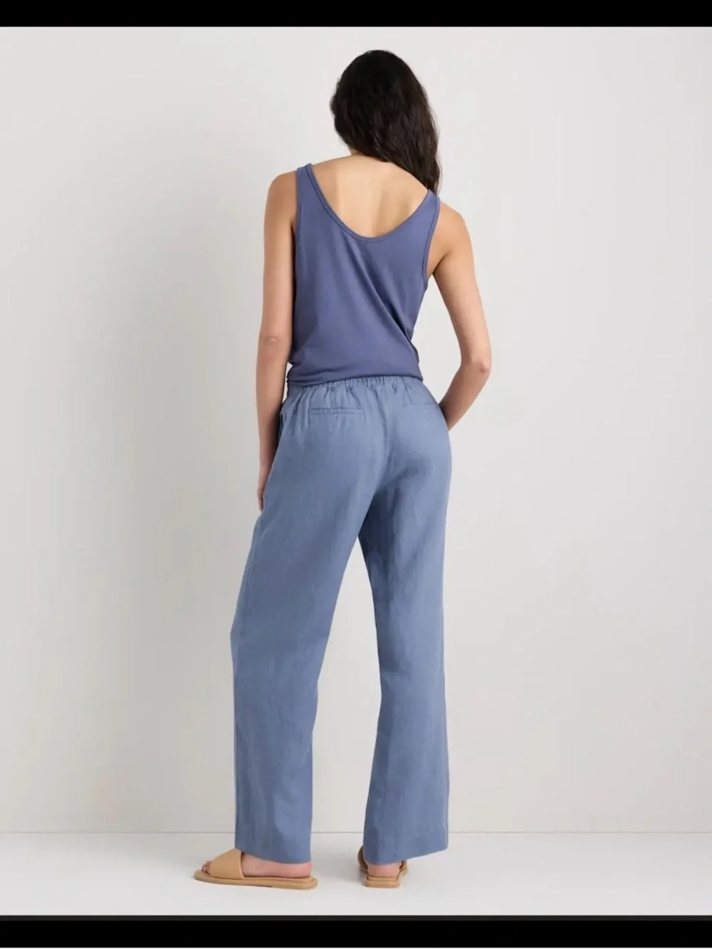 Quince Wide Leg Linen Pants Moonstone Blue Size XS 100% European Linen